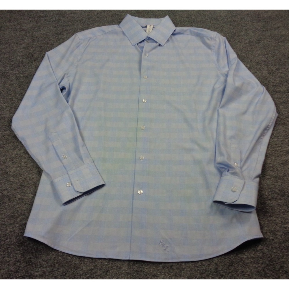 State & Liberty Stretch Performance Long Sleeve Shirt Button XL Men Blue Plaid